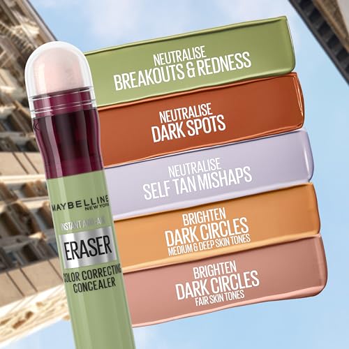 Maybelline New York Eraser Eye, Colour Correcting Concealer, Neutralizes Blue Hues & Hyperpigmentation, Natural Soft-Focus Finish, Dermatologist Tested & Suitable for Sensitive Skin, (05, Brightener)