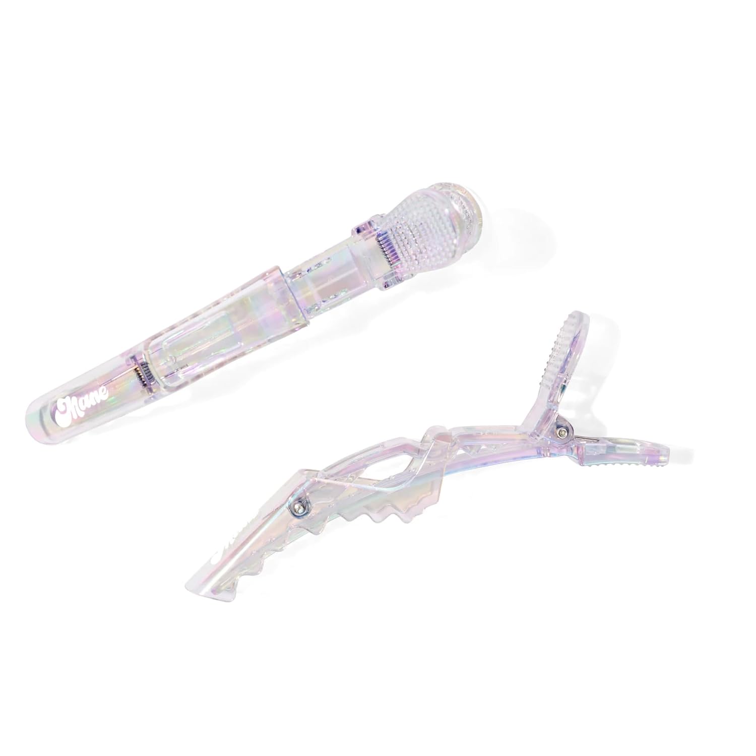 Mane Jumbo Holographic Alligator Hair Clips - Heavy Duty Alligator Clips for Hair Styling, Blow Drying, Curling or Flat Ironing - Perfect for Sectioning Thick, Curly & Fine Strands (2 Count)