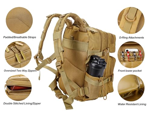 Image of LHI Tactical Military Backpack for Men and Women 25L /35L Army Assault Pack Bag Small Rucksack with Bottle Holder