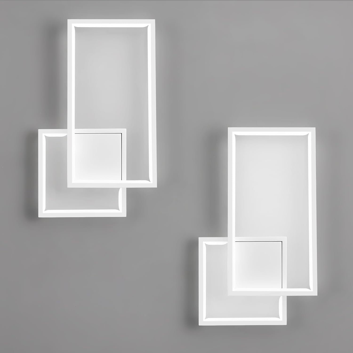 Modern White Led Wall Sconce of Two 6000K Dimmable Wall lamp 18W Simple Aluminum Wall Fixture for Living Room Bedroom Hallway Stairs