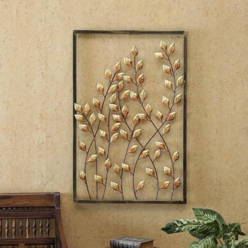 Image of Artemade Iron Decorative Wall Hanging Leaf Wall Art Sculpture | Wall Mounted Home Decor | Metal Decor for Living Room, Bedroom | Home Decor Accent Wall Art Mounted Wall Sculpture (50x31 cm)