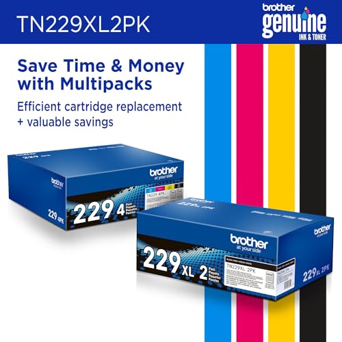 Image of Brother Genuine TN229XL2PK Black High Yield Printer Toner Cartridge 2-Count - Print up to 3,000 Pages Each(1), High Yield (Pack of 2)