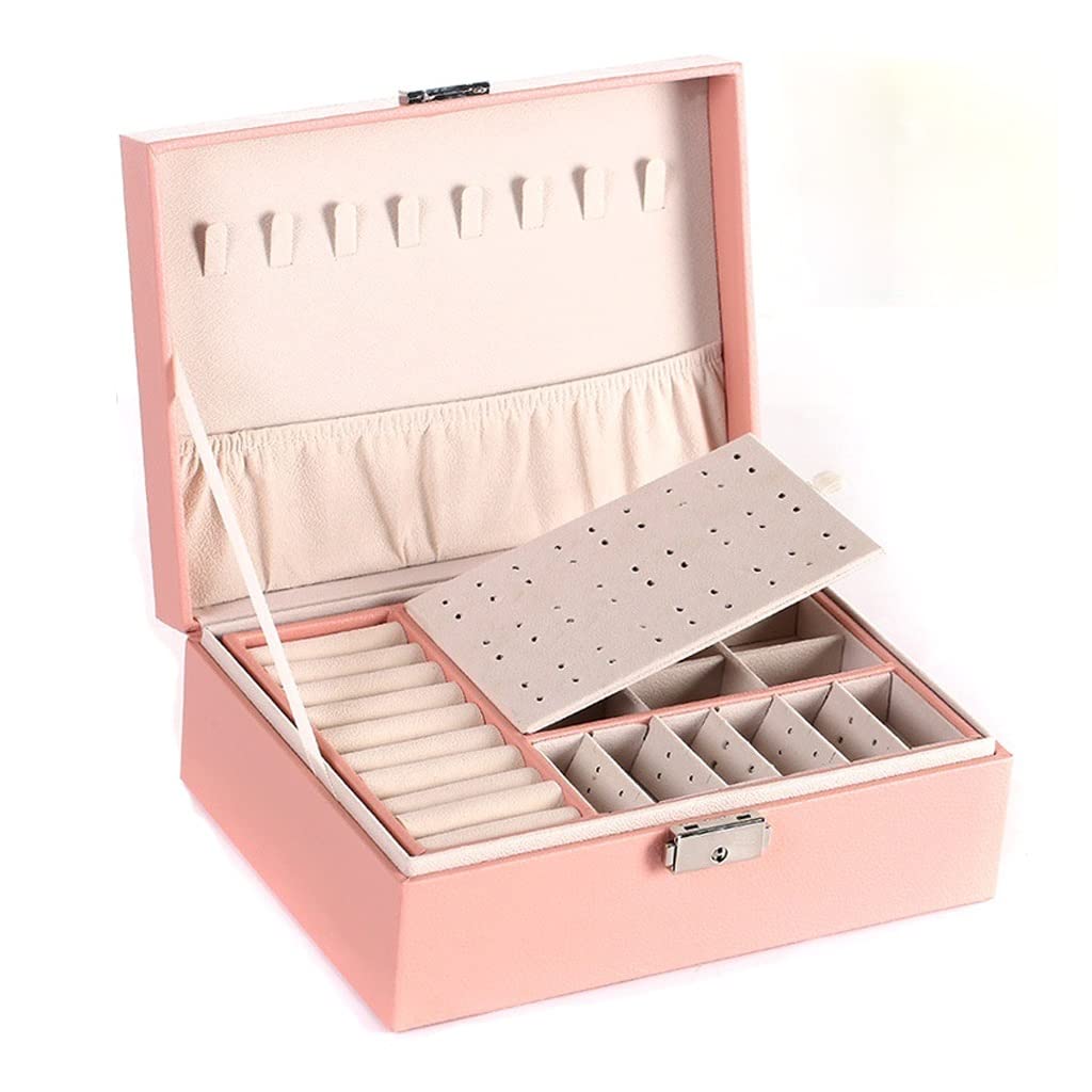 Schmuck-Organizer, Schmuckschatulle, kleine Schmuckschatulle, Schmuckaufbewahrung, Reise-Schmucketui, doppellagiger Leder-Reise-Schmuck-Organizer für Frauen und Mädchen, Geschenk, Schmucketui,