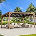 Modern Shade Supreme Cedar Wood Gazebo 12' x 16' with Hardtop Slope Roof, Wooden Grill Gazebo with Durable and Rot-Resistant, Supports Snow Loads and High Wind Speeds, Ideal for Backyard, Deck, Garden