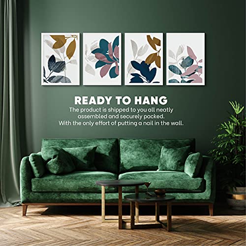Image of GS DECOR Set of 4 Botanical Floral Design Wall Art 16 x 12 Inches | Aesthetic Pictures Wall Frames For Room Decor With Trendy Posters - White Frame | Ready To Hang