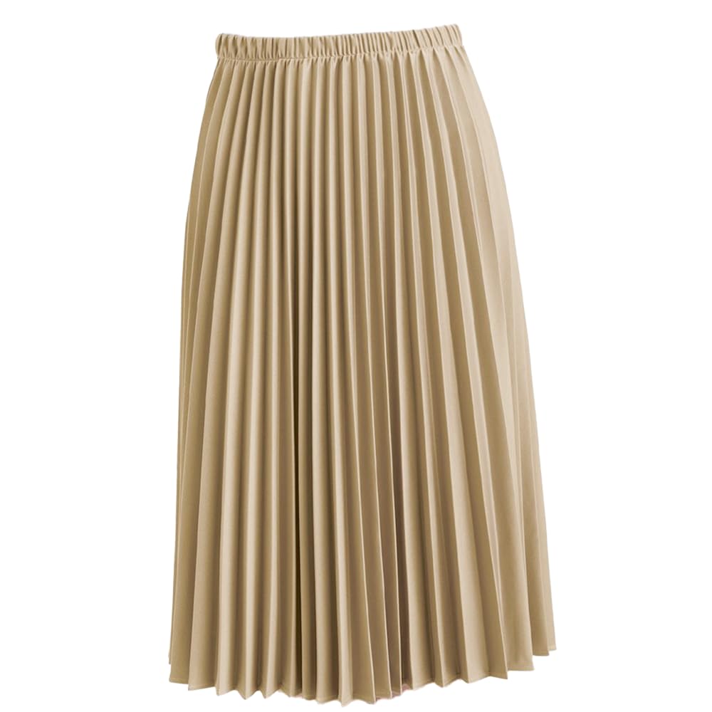 Easylife Pleated Mid Length Midi Skirt -L in Beige
