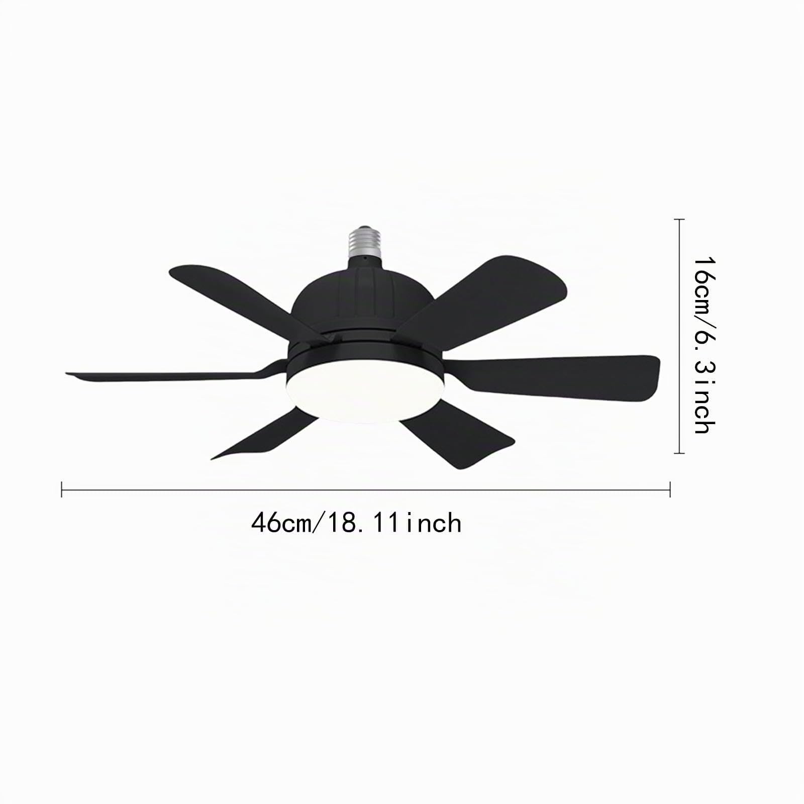 MagiDeal Ventilateur Plafond avec Lumières, 40W Lampe Plafonnier Ventilateur avec E27 Ventilateur à Douille avec Ventilateur de Plafond à Distance 3 Couleurs Dimmable, 3 Vitesses pour Chambre, Noir