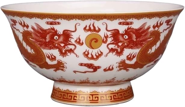 Ceramic bowl,soup bowl, Soup Bowl15.6cm Chinese Famille Rose Porcelain Dragon Play Sphere Pattern Bowl
