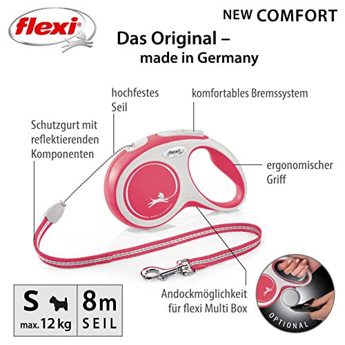 flexi Rollleine New Comfort - S - Seil 8 m, rot