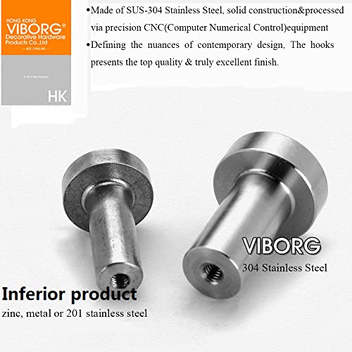 (4-Pack) Viborg Ss304 Stainless Steel Coat Hook Single Towel Hooks,Robe Clothes Hook For Bath Kitchen Garage Heavy Duty Contemporary Hotel Style, Wall Mounted, Brushed Finish #TOP3