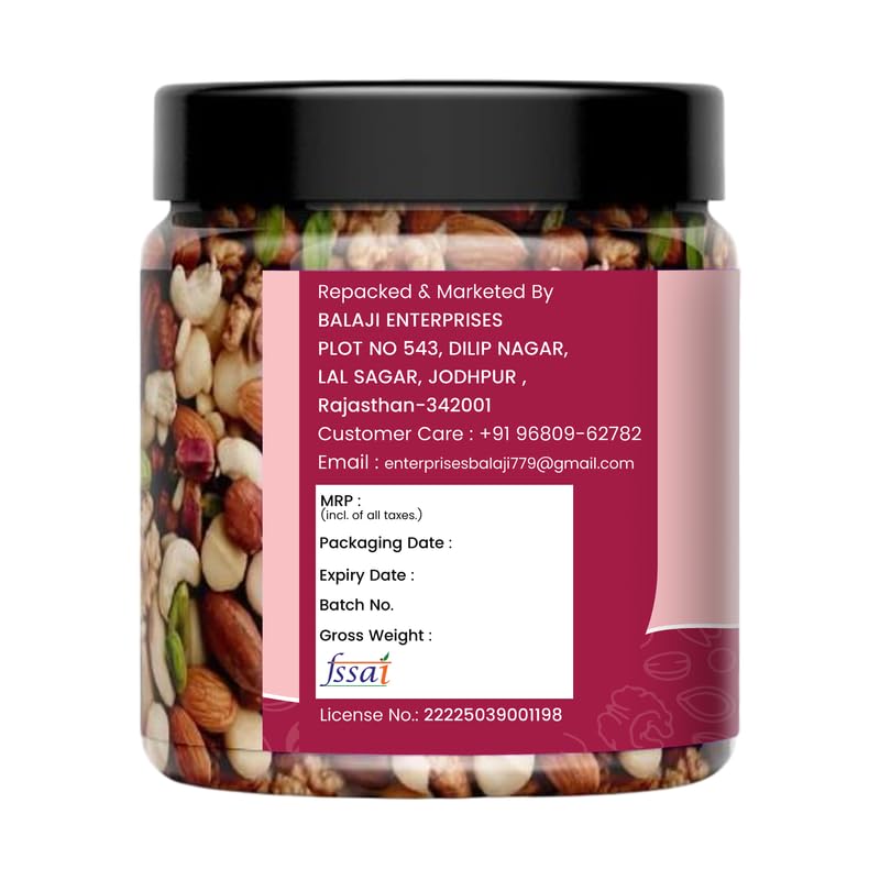 Image of DRY AMRIT Natural Premium Mix Dry Fruits 1 kg | Almonds, Cashew, Kishmish, Apricot, Black Raisins, Kiwi & Walnut Many More | Dry Fruit Combo Pack | Jar Pack