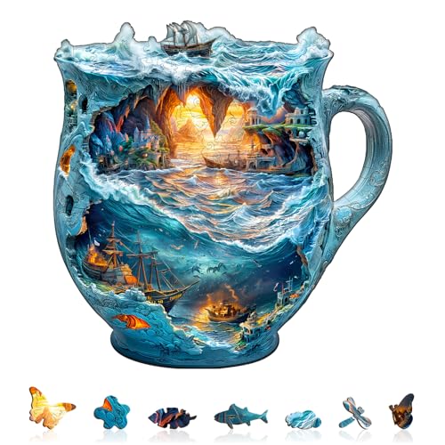 Wooden Puzzles for Adults,Sea navigation mug Jigsaw Puzzles for Adults, Wooden Puzzle for Family Game and Birthday Gift Idea for Friends (29 * 28.2cm,180pcs)