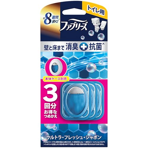 ファブリーズ 消臭芳香剤 トイレ用 壁と床まで消臭＋抗菌 ウルトラ・フレッシュ・シャボン 詰め替えパック 6.3mL×3個のサムネイル