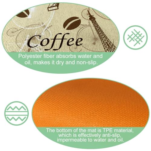 Alfombrillas de cocina con base antideslizante, pack de 2 alfombras lavables color café 6
