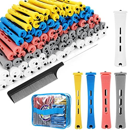 SPTHTHHPY Perm Rods and 100 Pieces 5 Sizes Hair Rollers with Hair Cold Wave Rods Hair Curler for Women Long Short Hair DIY Hairdressing Styling Tools(5 Colors)