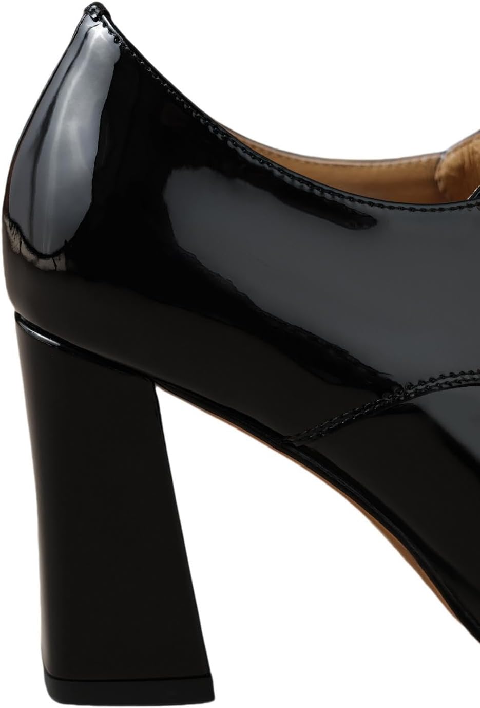 TinaCus Women's Patent Leather Square Toe Lace-up High Block Heel Handmade Oxford Pumps