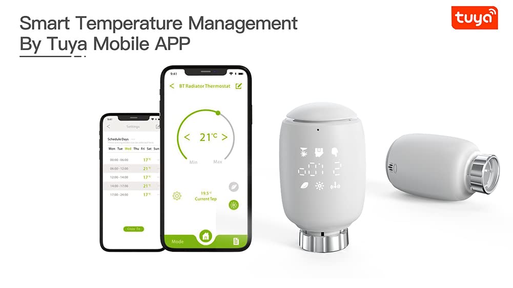 eTRV Termostato Zigbee radiador, Pantalla con orientación Regulable
