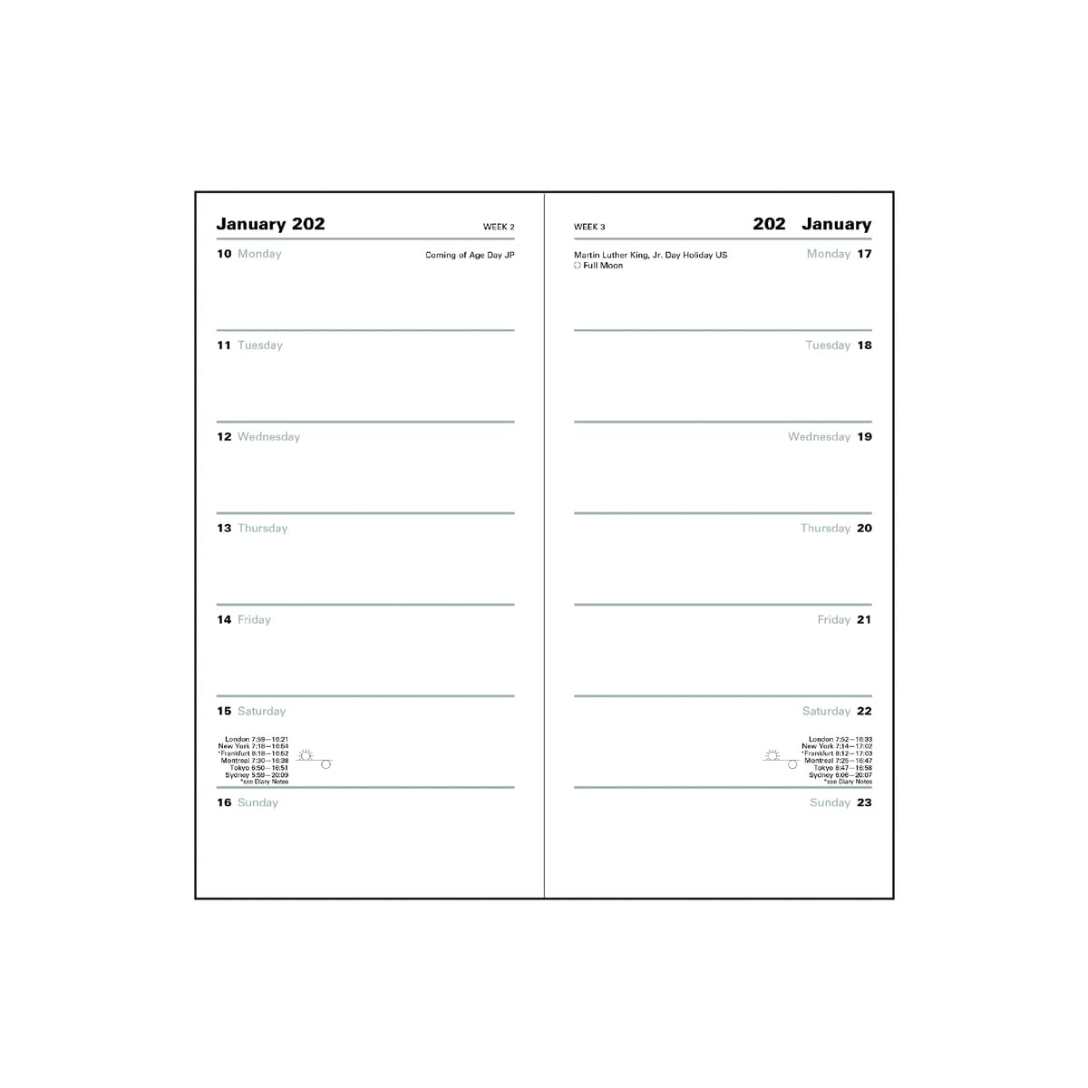 Letts Connoisseur Slim two weeks to view 2024 diary - black - Image 2