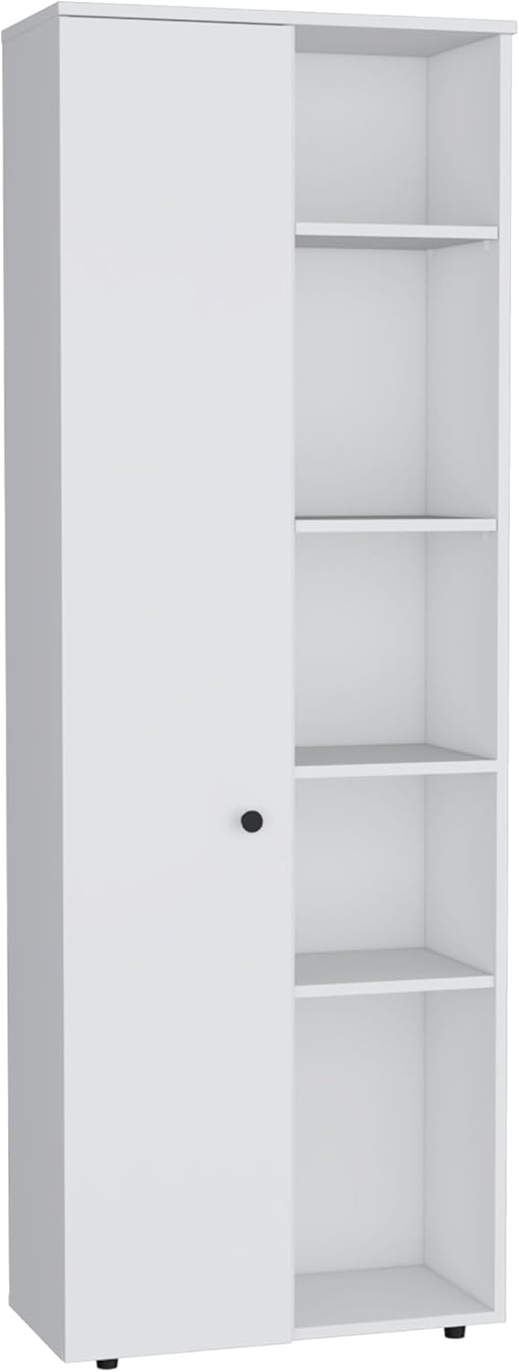 Hoyt Kitchen Pantry Storage Cabinet with Five Interior Shelves, Five Exterior Compartments, Multi-Tier Organization System for Food, Cookware and Household Essentials, Modern Space-Saving Design