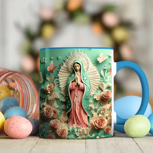 Taza de Cerámica Virgen de Guadalupe 11oz Azul miniatura 3