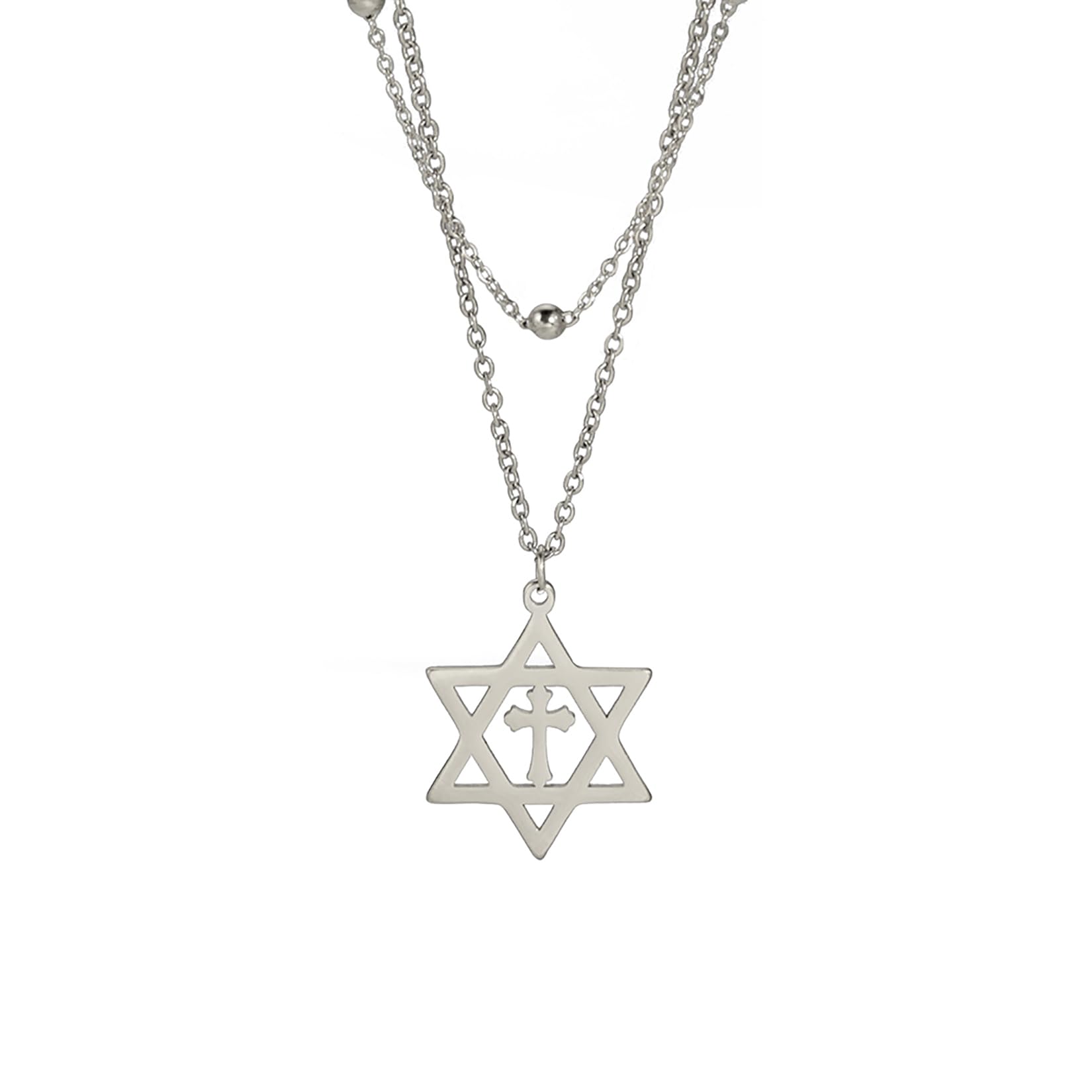 Collana Stella Di David In Acciaio Inox Con Benedizione Ebraica - Gioiello Religioso Israeliano
