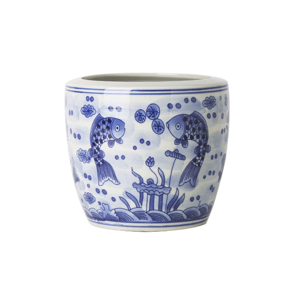 DFGHNBVC Chinoiserie Jingdezhen Blue And White Porcelain Plant Pots With Drainage Holes For Indoor And Outdoor Plants, Ceramic Flower Pots,17.8 * 15cm