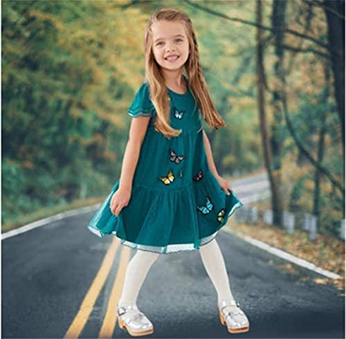 Toddler Girl Tulle Dress Summer Short Sleeve Casual Cotton Green Butterfly Party Dress 2T2