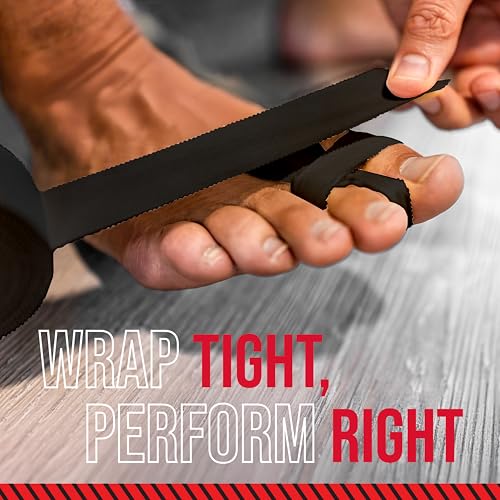 Image of Ringside 1 inch Athletic Trainers Tape, Cotton Kinesiology Tape for Combat Sports, Adhesive, 30 Foot Rolls, Black