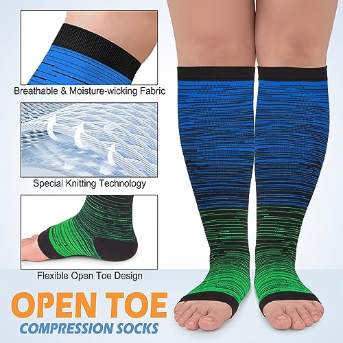 Image of CTHH Toeless Compression Socks for Women & Men Open Toe Knee High Stocking