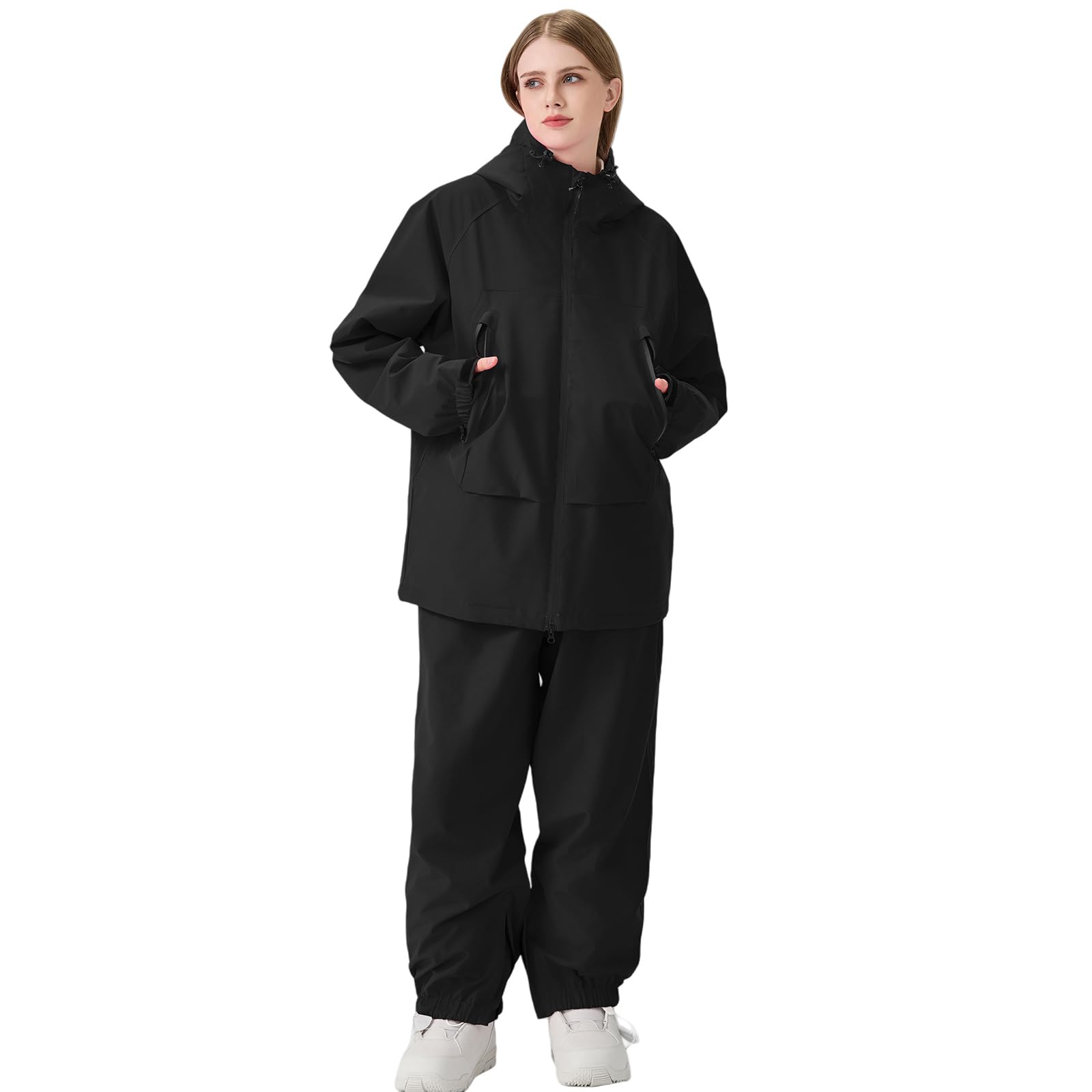 Herren Damen Skijacke & Skihose Set Skianzug 2 teilig Schneeanzug Wassersäule Schneejacke Atmungsaktiv Trägern Winddichte Schneehose zum Skifahren Snowboarden