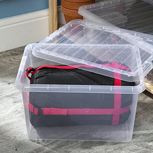 Storage Wham Clear 37 Litre Clear Plastic Boxes Box With Lids British Made (2 Pack)