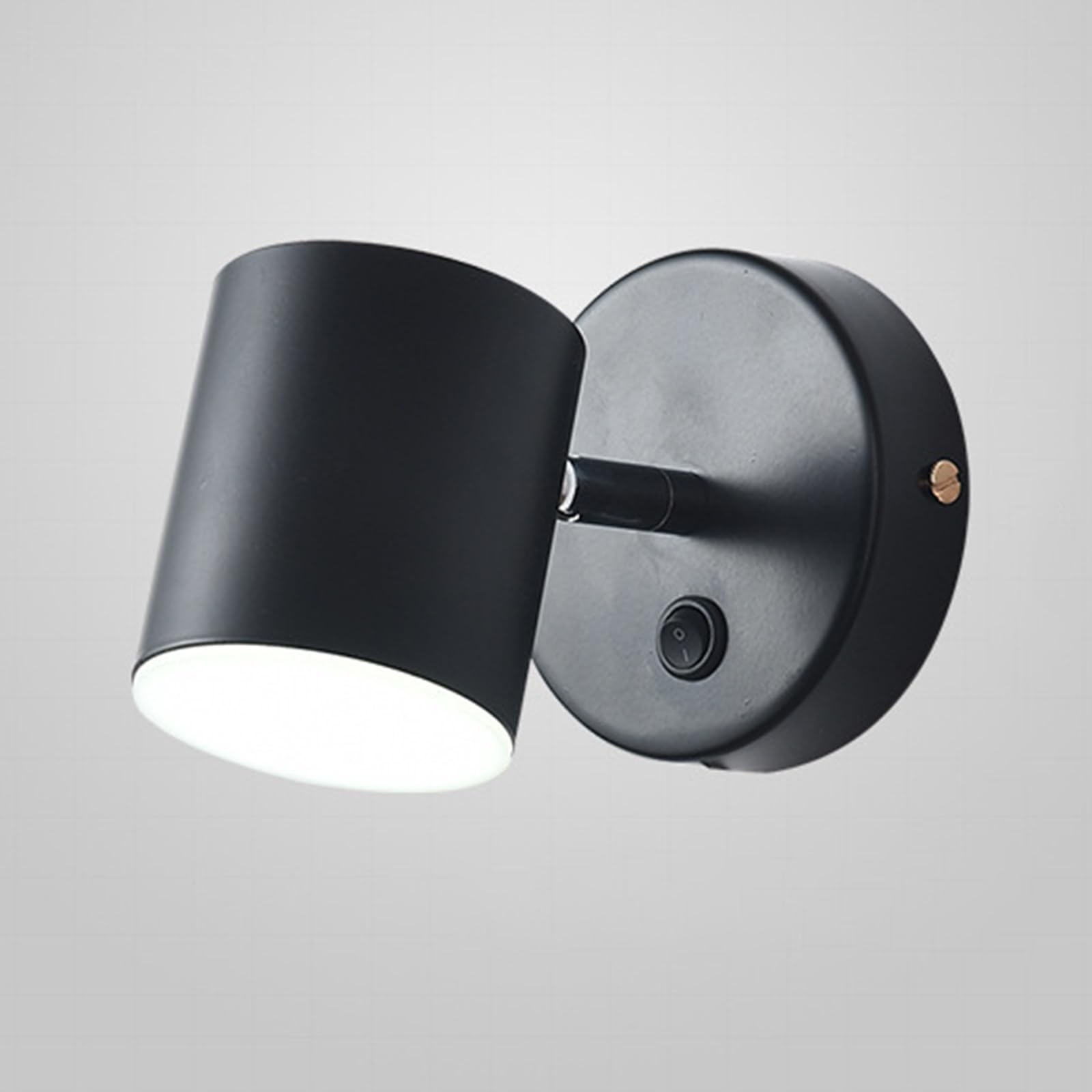 SXWNBIFH Bedroom Bedside Reading Light Wall Lamp Mini Metal Wall Sconces, Modern 7W LED Wall Lights with 350° Rotation, 3-Color Dimming, Cylindrical Lampshade Design Wall Lamp for Corridor(Black)