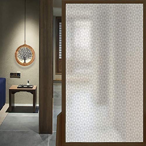 Moroccan Blackout Window Film Taupe White Removable Window Sticker Anti-Uv Glass Film 17.7 X 23.6 In #TOP2