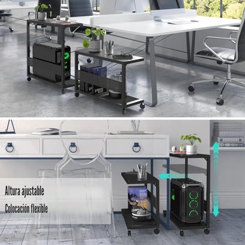 Miniatura 8 de Moricher Soporte De Torre Para Computadora, Altura Ajustable, 2 Niveles, Atx, Soporte De Pc Para Impresora De Piso, Tablero De Clavijas Con Ruedas Giratorias Y Alfombrilla De Mouse Para Accesorios De