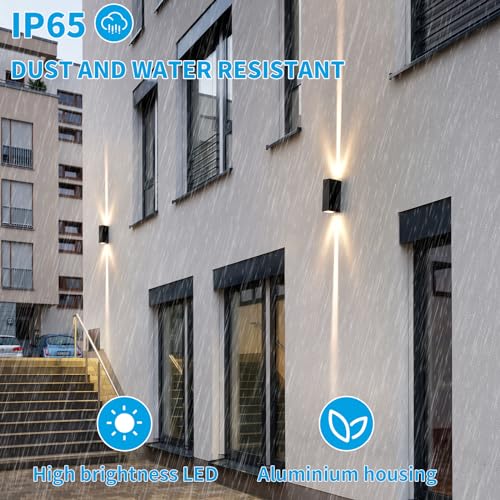 Outdoor Wall Light 2Pack, LED Up and Down Lights, IP65 Aluminum Waterproof Outdoor Wall Lamps, Modern Porch Lantern Spotlights, 3000k 6W Black Exterior Wall Sconces by WDLT - Image 4