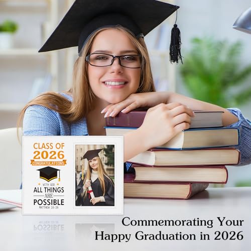 Image of FLYAB Inspirational Graduation Picture Frame - Class of 2026 Picture Frame Motivational Graduation Photo Frame for Her Him High School College Graduation Gifts for Women Men Girls Daughter Son