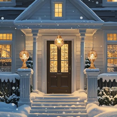 Globe Outdoor Post Light for Lawn Garden Patio, Brass Sphere Outside Pole Light Fixtures Waterproof Aluminum Lamp Post Light, Pier Mount Outdoor Lighting for 3" Pole Fence Deck, 1 Pack