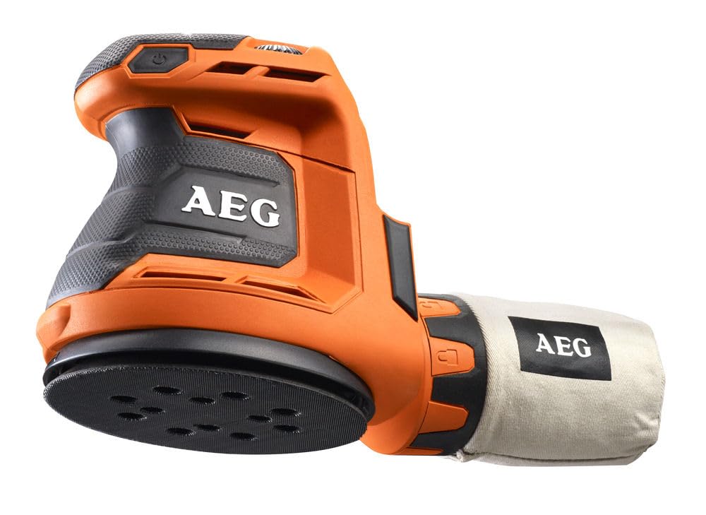 AEG - Lijadora Excéntrica Eléctrica Sin Cable 18V PRO18V - Disco Ø125mm - Velocidad Variable - Sistema de Auto-Agarre - Empuñadura Soft-Grip - BEX18-125-0