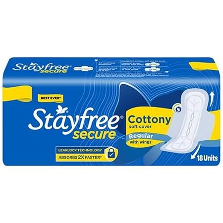 Stayfree Secure Cottony Regular Sanitary Pads - 18 Count