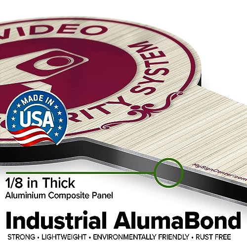 Image of 24 Hour Video Security System Sign, 7x13, Heavy Duty Integrated Ground Stakes, Indoor /Outdoor Use, Rust Free Aluminum Composite, Made in USA by My Sign center
