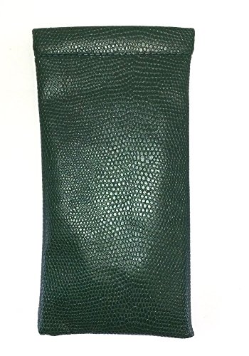 Image of Calabria Soft Squeeze Spring Top Eyeglass Case Snakeskin PU Leather Men Women Glasses Pouch Snap Closure Sunglass Bag Sleeve
