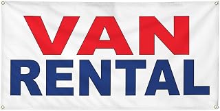 Vinyl Banner Multiple Sizes Van Rental Red Blue Business Outdoor Weatherproof Industrial Yard Signs 10 Grommets 60x144Inches