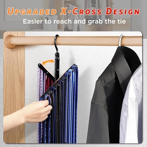 360° Swivel Tie Rack for Men, Non-Slip Tie Holder & Belt Organizer, Space-Saving Closet Tie Hanger, Durable Neck Tie Storage Solution