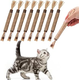 XiangJunly 8 Pcs Natural Matatabi Silvervine Chew Sticks, Cat Chew Sticks Toys, Cat Teeth Nip Cleaning Chew Catnip Toys Sticks for Indoor Cats Kitten Teething Teeth Cleaning Chew Sticks