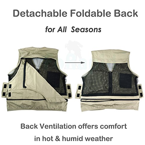Forapid Safari Photo Vest Photography Travel Hiking Fishing Camping Hunting Journalist Director Video Vest -1 Hook Mesh Liner Foldable Back 15 Quick Access Pocket-Lenses Camera Phone Map Etc-Xl #TOP2