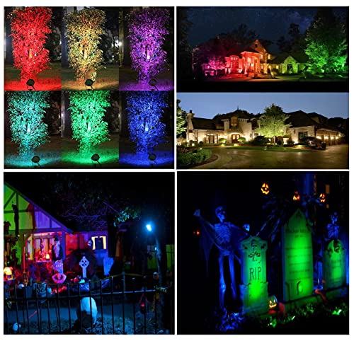 Image of Christmas Spotlights Outdoor Low Voltage Landscape Lights RGB Color Changing LED Landscape Lighting Waterproof Garden Pathway Yad House LED Spot Lights Outdoor (14Pack with Connectors)