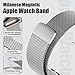 WSYB Milanese Magnetic Band Compatible with Apple Watch, Breathable Stainless Steel Mesh with Strong Magnetic Buckle, Compatible with iWatch Series, Rose Gold (Silver, 38/40/41mm)