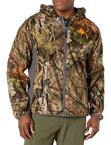 Nomad Men's Harvester Full Zip Hoodie | Wind & Water Resistant Sherpa Fleece Hooded, Mossy Oak Break Up Country, Large