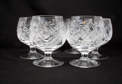 Russian Cut Crystal Cognac Snifters 300ml/10oz Hand Made Set of 6