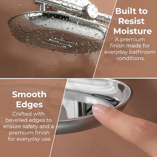 Image of Plantex J4 Stainless Steel Double Soap Dish for Bathroom /Soap Holder for Bathroom /Wall Mounted Soap Holder /Bathroom Accessories (Chrome Finish) Onix